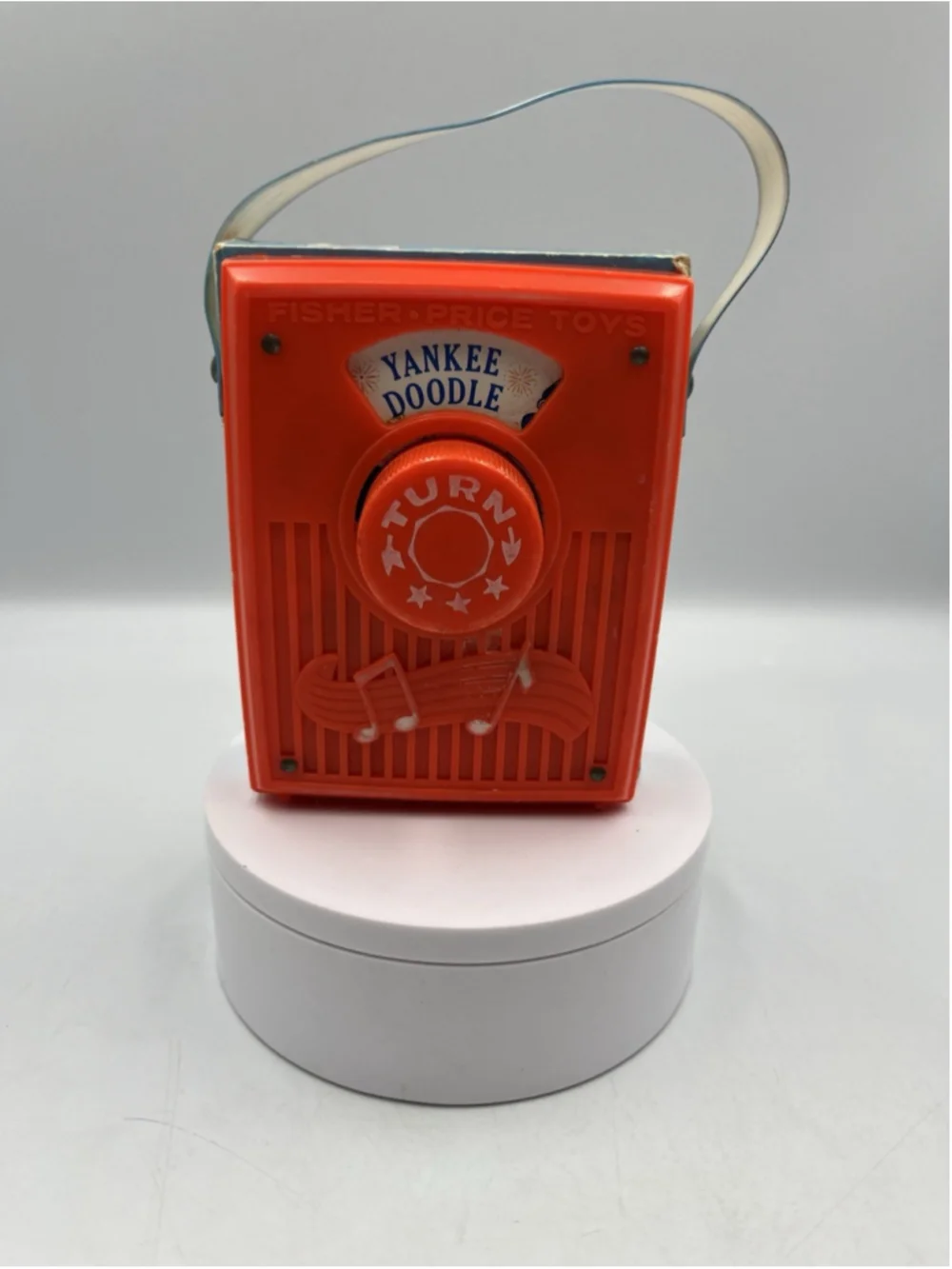 Vintage Fisher Price Musical Pocket Radio Yankee Doodle Toy 1970s Kids Music Box